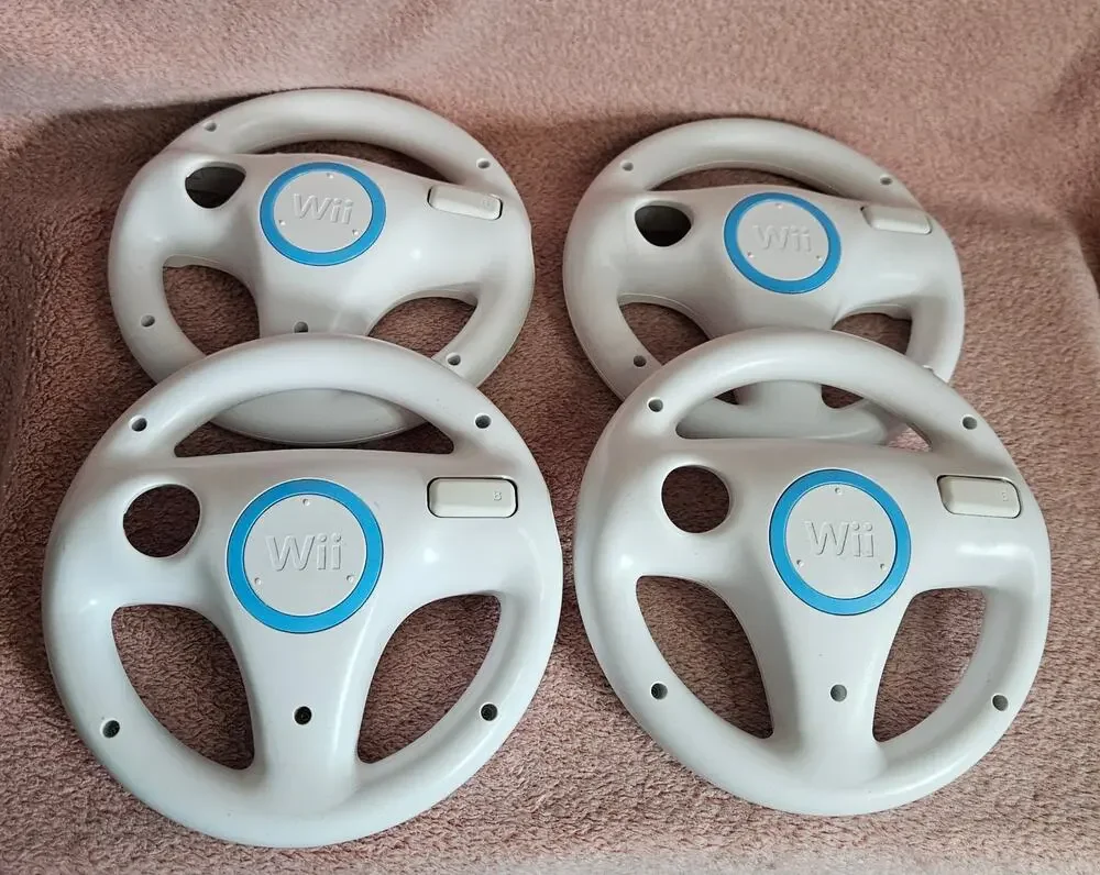4 Nintendo Wii Steering Wheel Racing Controller Attachments for Mario Kart Set